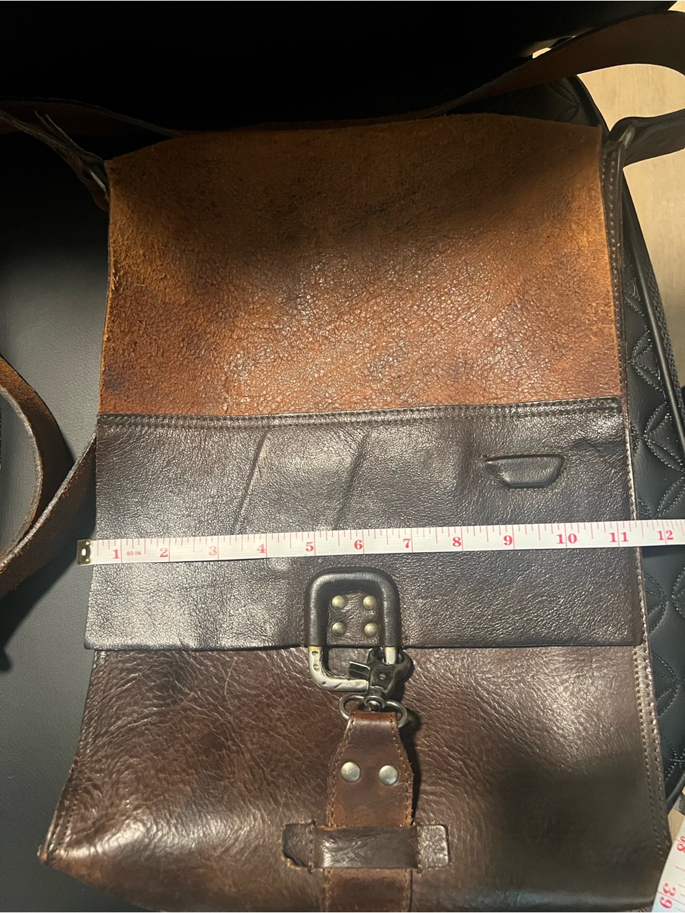 Men’s Diesel Two-Tone Brown Leather Messenger Bag - Picture 5 of 13